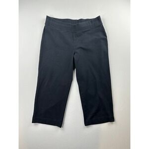 Lands' End Women's Starfish Cropped Black Pants Mid Rise Pull-On Size‎ Large